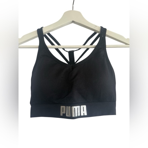 PUMA Womens Fitness Running Sports Bra Black Size Medium - Picture 1 of 11
